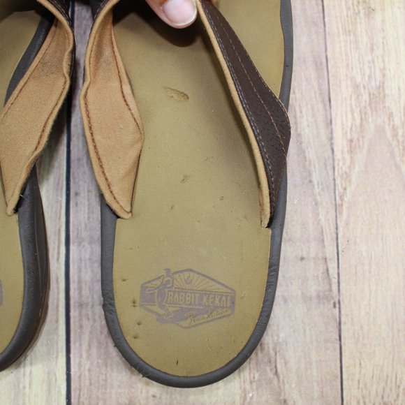 OluKai Kekai Brown Leather Thong Flip-Flops Sandals Size 8 - Picture 7 of 10